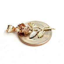Load image into Gallery viewer, 14k 3 color solid Gold rose flower Pendant charm fine women gift jewelry 2g