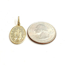 Load image into Gallery viewer, 14k solid yellow gold oval virgin Miraculous Milagrosa pendant religious 2.5g