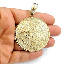 Load image into Gallery viewer, 10k yellow Gold solid Aztec Mayan sun calendar Azteca pendant gift 2.08" 18.2g
