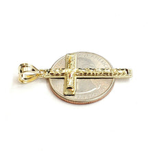 Load image into Gallery viewer, New 10k yellow gold nugget cross pendant charm fine jewelry religious gift 1.9g