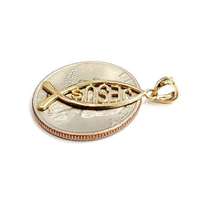 Load image into Gallery viewer, 14k yellow gold Ichthus Fish Jesus pendant charm religious fine jewelry 1.1g