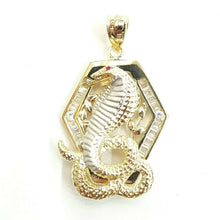 Load image into Gallery viewer, New 14k two tone Gold cobra snake Pendant charm fine jewelry 3D red eye 9.3g