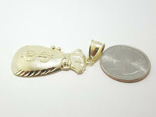 Load image into Gallery viewer, 10k yellow gold dollar sign money bag lucky pendant charm fine gift jewelry 4.3g