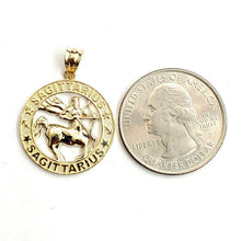 Load image into Gallery viewer, 10k yellow Gold round Sagittarius Archer Zodiac Sign Pendant fine jewelry 2.6g