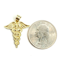 Load image into Gallery viewer, New 10k yellow solid Gold caduceus medical sign Pendant charm fine jewelry 1.1g