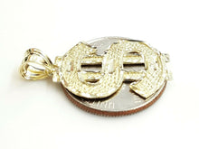 Load image into Gallery viewer, New 10k yellow gold dollar sign diamond cut unisex lucky pendant charm gift 2.3g