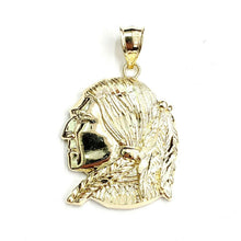 Load image into Gallery viewer, New 10k solid yellow Gold Chief face head Pendant diamond cut fine jewelry 4g