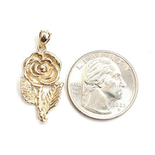 Load image into Gallery viewer, New 14k yellow solid Gold rose flower Pendant charm gift fine jewelry 3.4g