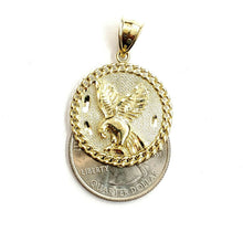 Load image into Gallery viewer, 10k yellow Gold round eagle Pendant charm necklace diamond cut fine jewelry 4.6g