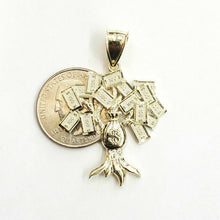 Load image into Gallery viewer, 10k yellow gold 100 dollar sign money bag tree lucky pendant charm gift 3.7g