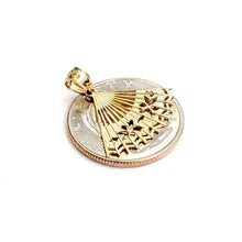 Load image into Gallery viewer, New 14k Yellow Gold Hand Held Fan hand fan Pendant charm gift fine jewelry 1.2g