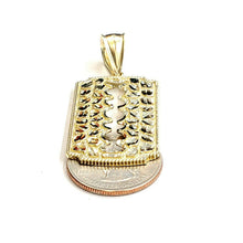 Load image into Gallery viewer, 10k yellow gold nugget razor blade pendant charm diamond cut fine Jewelry 6.7g
