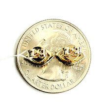 Load image into Gallery viewer, New 14k yellow Gold 0.12Ct Diamond 0.14ct turquoise eye stud Earrings Push Back