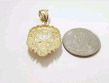 Load image into Gallery viewer, 14k yellow solid Gold lion Leo head face zodiac Pendant charm fine jewelry 4.6g