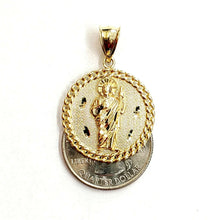 Load image into Gallery viewer, 10k yellow gold round saint Jude juda pendant charm religious jewelry 0.97" 4g