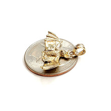 Load image into Gallery viewer, 14k yellow gold 3D bat open wings pendant charm gift fine jewelry polished 2.5g