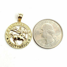 Load image into Gallery viewer, 14k yellow Gold round Sagittarius Archer Zodiac Sign Pendant fine jewelry 2.6g