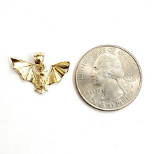 Load image into Gallery viewer, New 14k yellow gold bat full body pendant charm gift fine jewelry polished 1.8g
