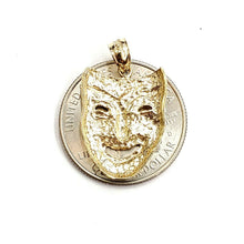 Load image into Gallery viewer, 14k yellow gold laugh now happy face mask drama theater act pendant jewelry 2.6g