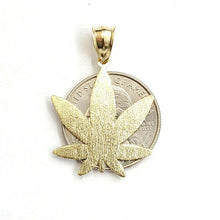 Load image into Gallery viewer, New 10k yellow gold marijuana leaf weed pendant diamond cut medical jewelry 2.2g