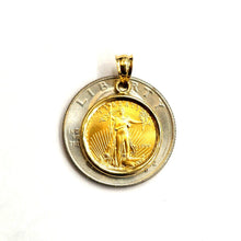 Load image into Gallery viewer, 14K Gold pendant With genuine 5 dollars 1/10 oz 22k American eagle coin 4.3g