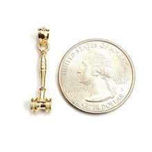 Load image into Gallery viewer, 14k Yellow Gold 3D judges gavel Auctioneer mallet Hammer Pendant jewelry 1.7g