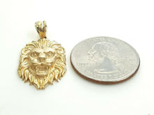 Load image into Gallery viewer, 14k yellow solid Gold lion Leo head face Pendant charm fine gift jewelry 2.7g