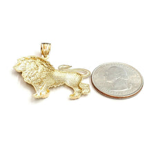 Load image into Gallery viewer, 10k yellow Gold lion full body Leo zodiac Pendant diamond cut fine jewelry 2.6g