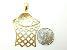 Load image into Gallery viewer, 10k yellow gold basketball net hoop pendant charm fine gift sport jewelry 7.1g