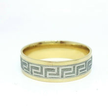 Load image into Gallery viewer, Men Women new 10K Greek key two tone Gold Wedding Band Comfort Fit 6MM Size 8