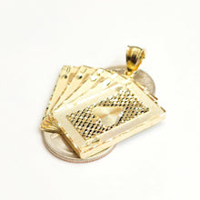 Load image into Gallery viewer, 14k yellow Gold royal flush spade A K Q J 10 poker cards Pendant jewelry 8.2g