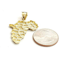 Load image into Gallery viewer, 10k yellow gold nugget Africa continent outline map pendant charm jewelry 3.3g