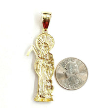 Load image into Gallery viewer, 10k yellow gold Santa Muerte holy death Pendant fine gift jewelry unisex 5.4g