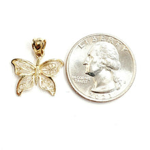 Load image into Gallery viewer, New 14k yellow Gold butterfly Pendant charm filigree gift fine jewelry 1.1g