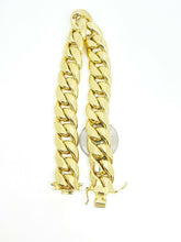 Load image into Gallery viewer, 10K yellow gold 14.75mm hollow Cuban Miami bracelet Fine gift jewelry 9" 53.8g