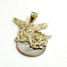 Load image into Gallery viewer, New 10k yellow gold saint Michael pendant charm fine religious gift jewelry 5.4g