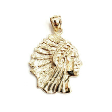 Load image into Gallery viewer, New 14k solid yellow Gold Indian Chief face head Pendant fine jewelry 3.6g