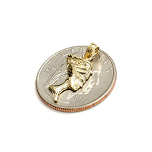 Load image into Gallery viewer, 10k yellow Gold tiny Egyptian queen Nefertiti head Pendant fine jewelry 0.9g
