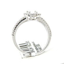 Load image into Gallery viewer, 0.37Ct Natural Diamond 14k White Gold Semi Mount halo center round Ring size 6.5