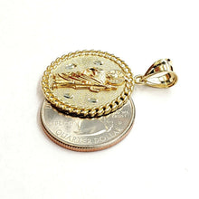 Load image into Gallery viewer, 10k yellow gold round saint Jude juda pendant charm religious jewelry 0.97" 4g