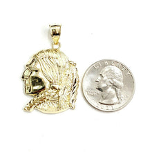 Load image into Gallery viewer, New 10k solid yellow Gold Chief face head Pendant diamond cut fine jewelry 4g