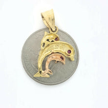 Load image into Gallery viewer, New 14k tri color Gold 3 dolphins Pendant charm gift fine jewelry for her 2.4g