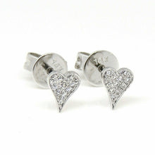 Load image into Gallery viewer, 14k white Gold 0.05Ct Round Diamonds heart stud Earrings Push Back Fastening