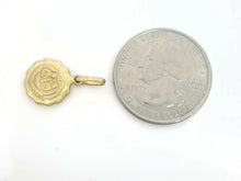 Load image into Gallery viewer, 14k yellow gold round hollow baptism bautizo pendant charm jewelry 0.47" 1.1g