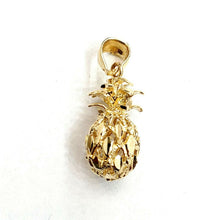 Load image into Gallery viewer, 14k yellow gold pineapple 3D diamond cut fruit pendant charm fine jewelry 2.7g