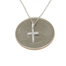 Load image into Gallery viewer, 14k white Gold 0.06Ct Round Diamond cross necklace pendant 18" adjustable chain