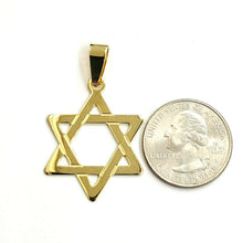 Load image into Gallery viewer, 10k yellow gold star of David Jewish Israel charm pendant religious jewelry 3g