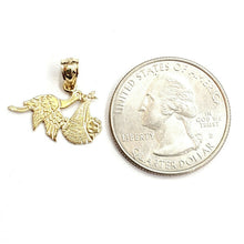 Load image into Gallery viewer, New 14k yellow Gold stork bird carrying Newborn baby Pendant fine jewelry 1.1g