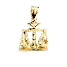 Load image into Gallery viewer, 14k yellow Gold 3D libra zodiac sign Pendant scale charm fine gift jewelry 4.4g
