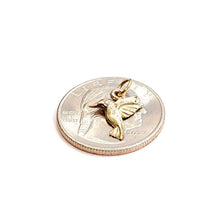 Load image into Gallery viewer, New 14k yellow Gold Tiny Solid Hummingbird Pendant charm gift fine jewelry 0.7g